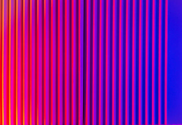 istock Pink and violet background with lines. Abstract neon background with gradient and stripes. 1361195873