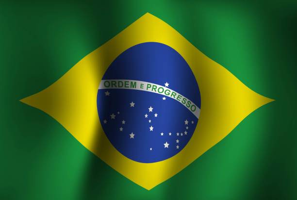 istock Brazil Flag Background Waving 3D. National Independence Day Banner Wallpaper 1361196872