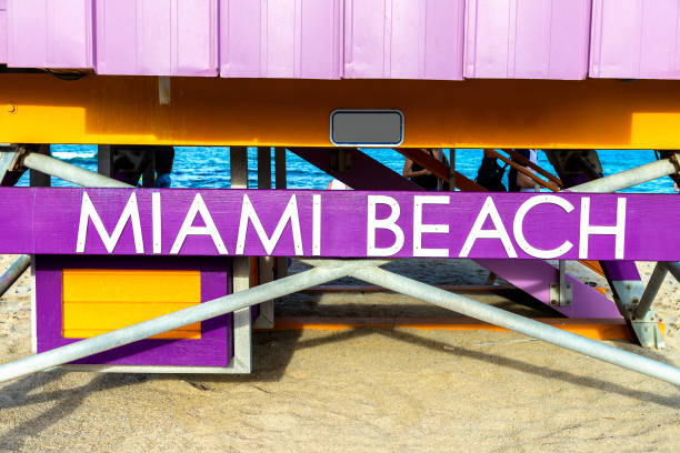 istock Miami Beach sign on Lifeguard tower 1361200078
