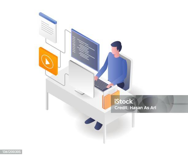 Programmer App Photo A Web Application Programmer Stock Illustration - Download Image Now ...