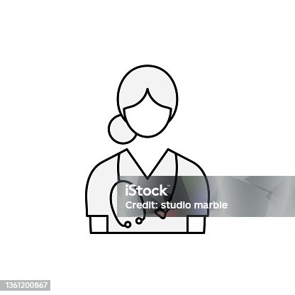 istock Young female doctor or nurse wearing scrubs and stethoscope. 1361200867