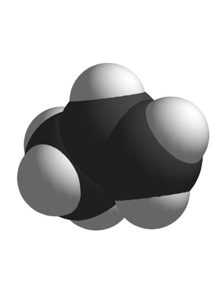 propilene o propene 3d spazio riempimento struttura molecolare isolata su fondo bianco chimica molecola atomo - hydrogen bonding foto e immagini stock