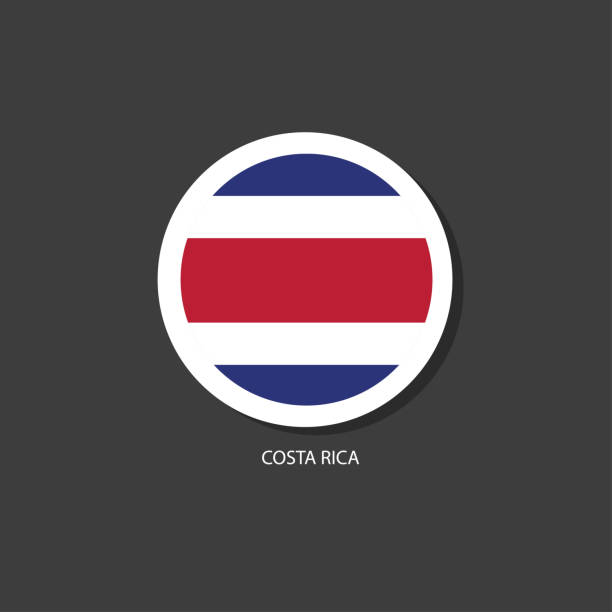 ilustrações, clipart, desenhos animados e ícones de forma do círculo do vetor da bandeira da costa rica. - bandeira da costa rica