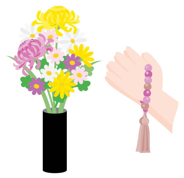 The offering flower and joining hands of the Buddhism. This is an illustration of the Buddhism. first day of spring 2021 stock illustrations