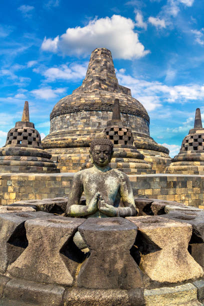 보로부두르 사원 자바 - borobudur ruins 뉴스 사진 이미지