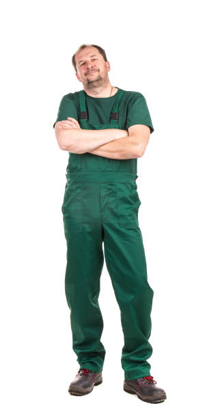 Male model dressed in special clothes for the workers.