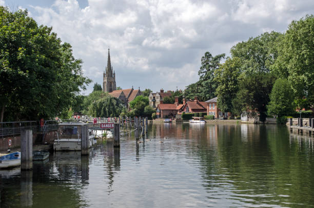 View along the River Thames at Marlow, Buckinghamshire stock photo