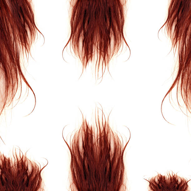 Collage from torn pieces of magazine paper with brown and dark hairs. Creative background from clippings with fashion magazine paper. Brunette hairstyle.