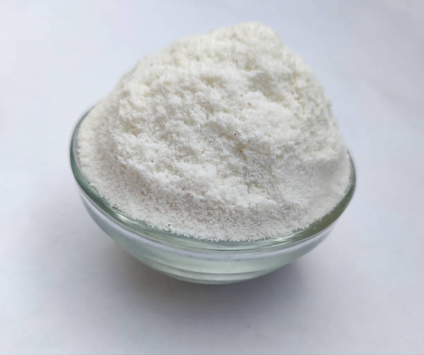 istock Rice flour on bowl isolated on white background 1361217498