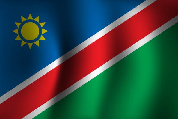 istock Namibia Flag Background Waving 3D. National Independence Day Banner Wallpaper 1361217642