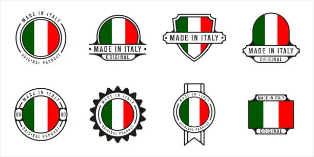 Vector illustration of set of made in italy  outline vector illustration template icon graphic design. bundle collection of flag country with various badge and typography