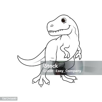 istock Black and white vector illustration of children's activity coloring book pages with pictures of Animal dinosaur. 1361245680