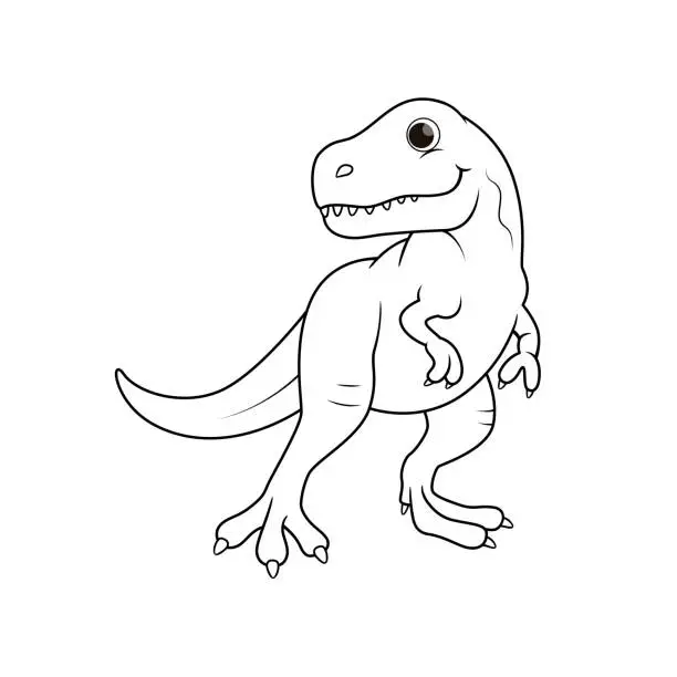 Vector illustration of Black and white vector illustration of children's activity coloring book pages with pictures of Animal dinosaur.
