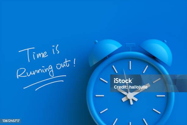Time Is Running Out Concept With Alarm Clock Aside 3d Rendering Stock Photo - Download Image Now