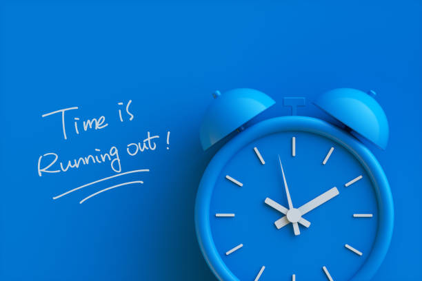 time is running out concept with alarm clock aside. 3d rendering. - deadline imagens e fotografias de stock