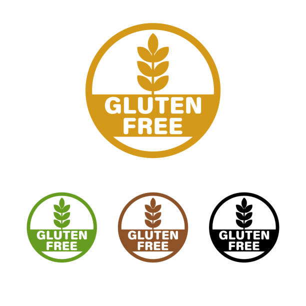 ilustrações, clipart, desenhos animados e ícones de sem glúten no design do logotipo de alimentos orgânicos saudáveis isolados no branco. - dough