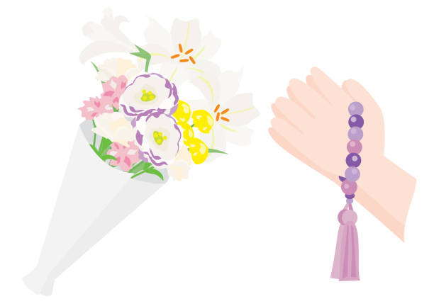 The offering flower and joining hands of the Buddhism. This is an illustration of the Buddhism. first day of spring 2021 stock illustrations
