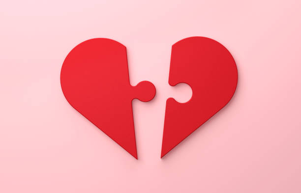 Heart Shape Puzzle And Valentine's Day Background. stock photo