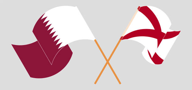 Crossed and waving flags of Qatar and The State of Alabama Crossed and waving flags of Qatar and The State of Alabama. Vector illustration alabama football stock illustrations