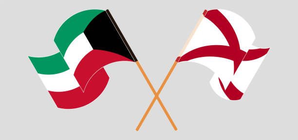 Crossed and waving flags of Kuwait and The State of Alabama Crossed and waving flags of Kuwait and The State of Alabama. Vector illustration alabama football stock illustrations