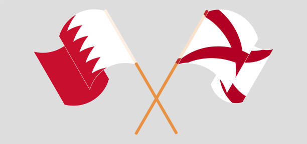 Crossed and waving flags of Bahrain and The State of Alabama Crossed and waving flags of Bahrain and The State of Alabama. Vector illustration alabama football stock illustrations