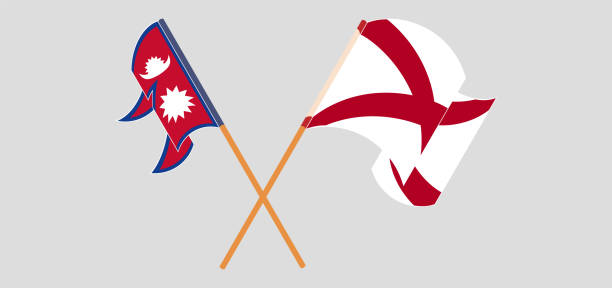 Crossed and waving flags of Nepal and The State of Alabama Crossed and waving flags of Nepal and The State of Alabama. Vector illustration alabama football stock illustrations