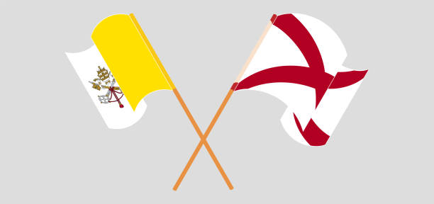Crossed and waving flags of Vatican and The State of Alabama Crossed and waving flags of Vatican and The State of Alabama. Vector illustration alabama football stock illustrations