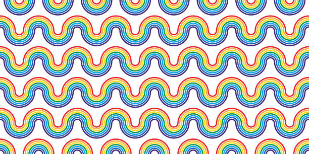 ilustrações de stock, clip art, desenhos animados e ícones de rainbow seamless pattern wave raining lgbt pride sky vector scarf isolated cartoon doodle repeat background tile wallpaper illustration design - gay pride spectrum backgrounds textile