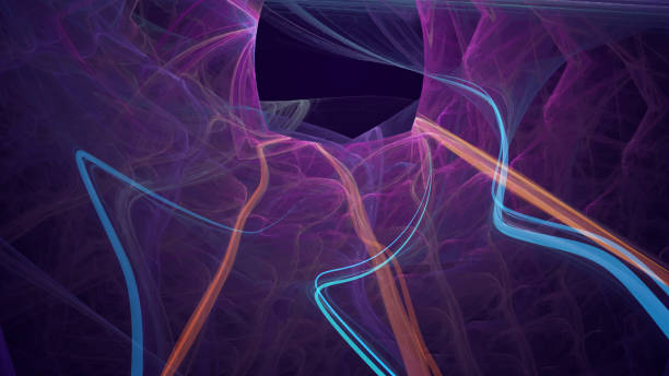 istock Abstract bright futuristic illustration - Glowing streams and rays of energy rush into the distance. 1361261199