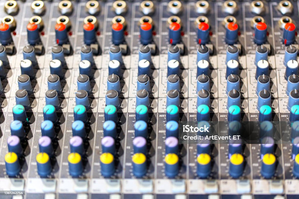 mixing console in music recording studio Music Stock Photo