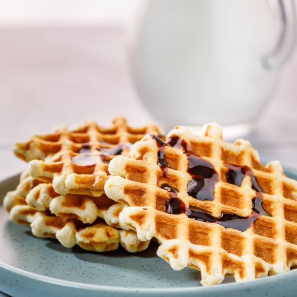 istock Homemade Belgium waffles served on a plate. Selective focus. 1361268416