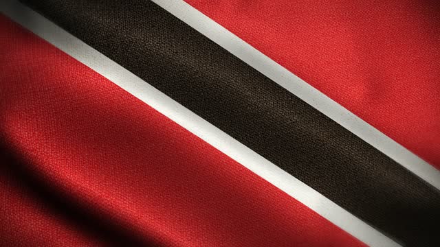 National Flag of Trinidad Animation Stock Video - Trinidadian or Tobagonian Flag Waving in Loop and Textured 3d Rendered Background - Highly Detailed Fabric Pattern and Loopable - Trinidad and Tobago Flag