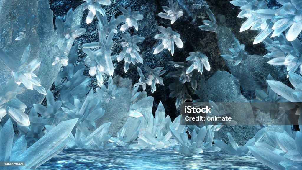 3D rendering of Crystal ice cave,Abstract  background 3D rendering of Crystal ice cave,Abstract  background. Crystal Stock Photo