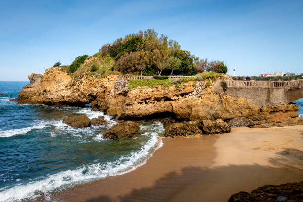 istock Rock of Basta and seaside in biarritz 1361275689