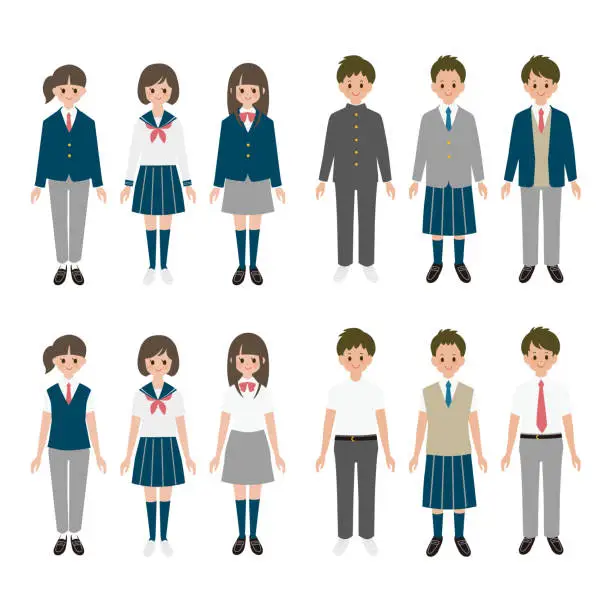 Vector illustration of students set