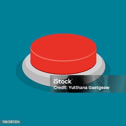 istock Red button. Isolated on a blue background. vector illustration 1361281324