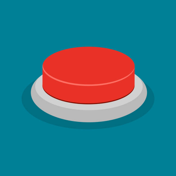 Red button. Isolated on a blue background. vector illustration vector art illustration