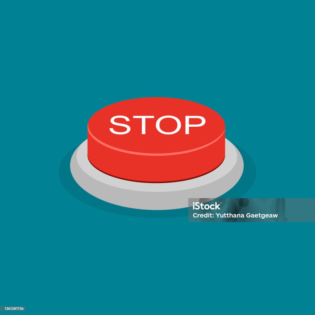 Red Stop Button Stop Concept Object Vector Illustration Stock ...