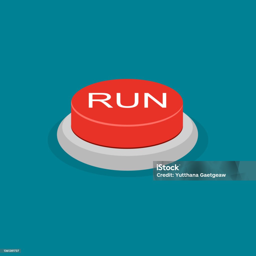 Red Run Button Start Concept Object Vector Illustration Stock ...