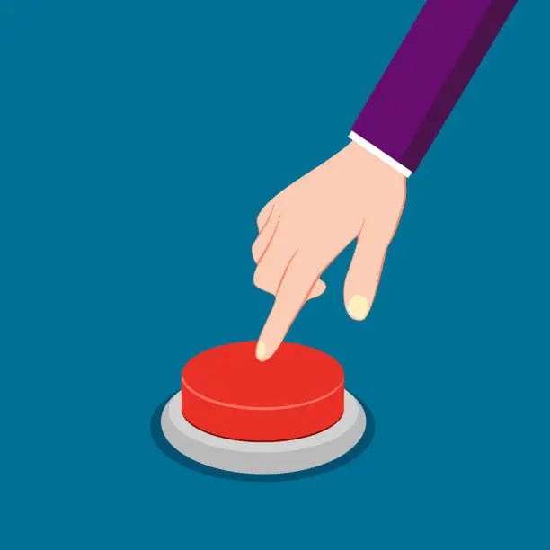 Vector illustration of Press the red button. Start and stop concept. business concept vector