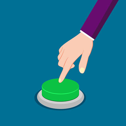 Press The Green Button Power On Concept Business Concept Vector Press The Green Button Power On Concept Business Concept Vector
