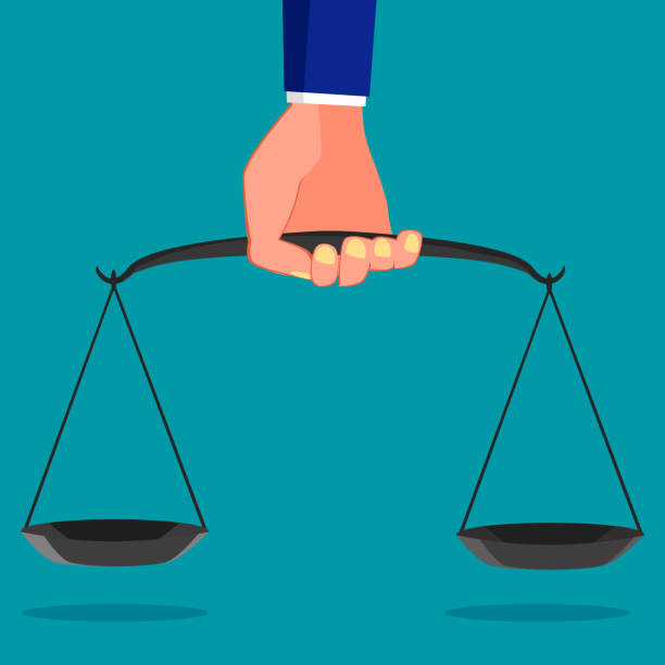 istock Scales hold judges in hand. concept of justice. vector 1361283574