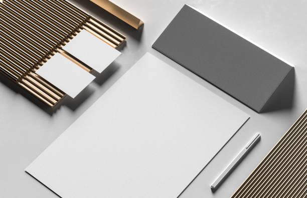 istock Corporate identity stationery mock up isolated on modern style background. Mock up for branding identity. 3D illustration 1361283588