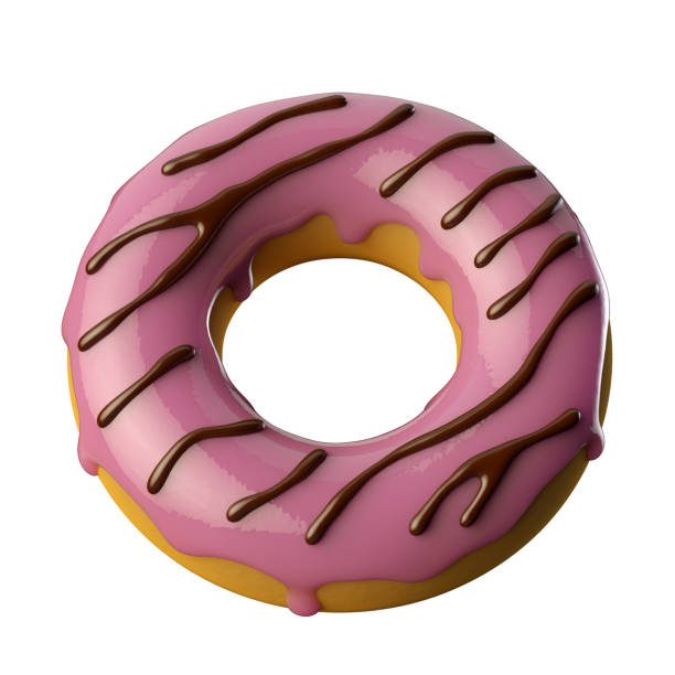 istock Glazed pink donut with chocolate letter o. 3D illustration. 1361289110