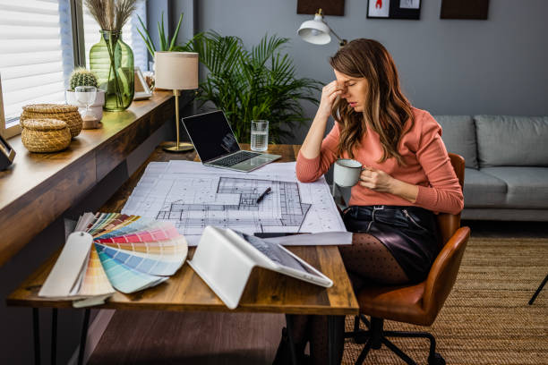 istock Tired Business woman. 1361289424