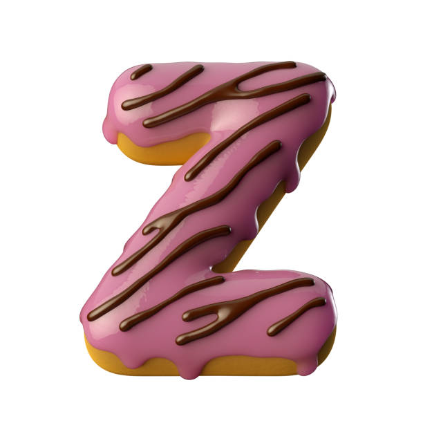 istock Glazed pink donut with chocolate letter z. 3D illustration. 1361289425