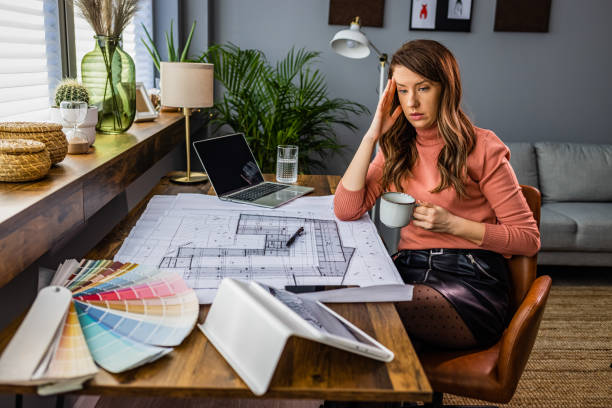 istock Tired Business woman. 1361293533