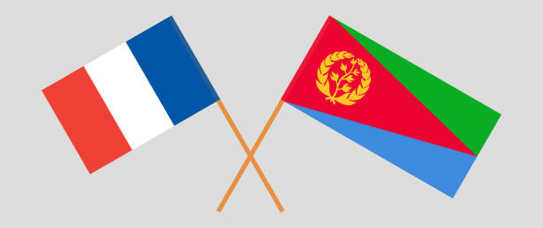 ilustrações de stock, clip art, desenhos animados e ícones de crossed flags of france and eritrea. official colors. correct proportion - state of eritrea