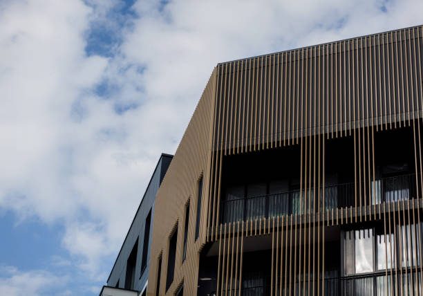 Modern facade of a residential building in Europe. Apartment building