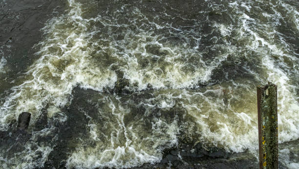 istock Boiling water in a cold river. Abstract background. Space for text. 1361303184